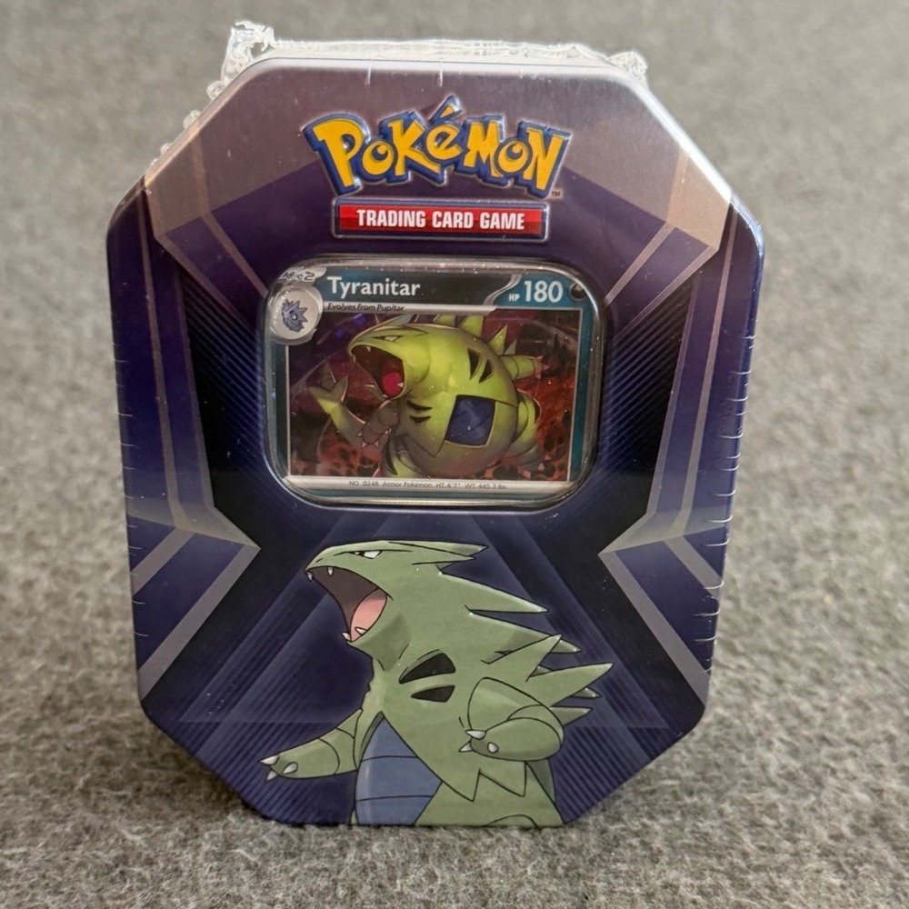 Pokemon TCG Tyranitar Triple Whammy Tin 3 Booster Packs 3 Foil Cards Sealed
